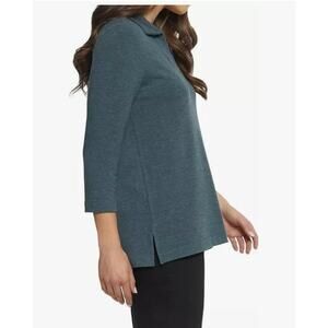 Matty M Ladies Johnny Collar Polo Shirt in Heather Green - NWT - L